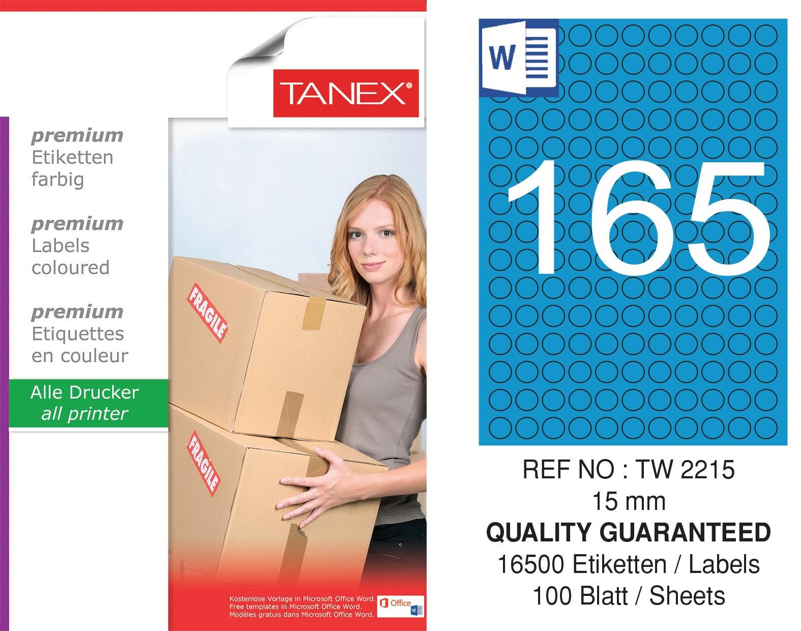 TW-2215 15 mm MAVİ LASER ETİKET 