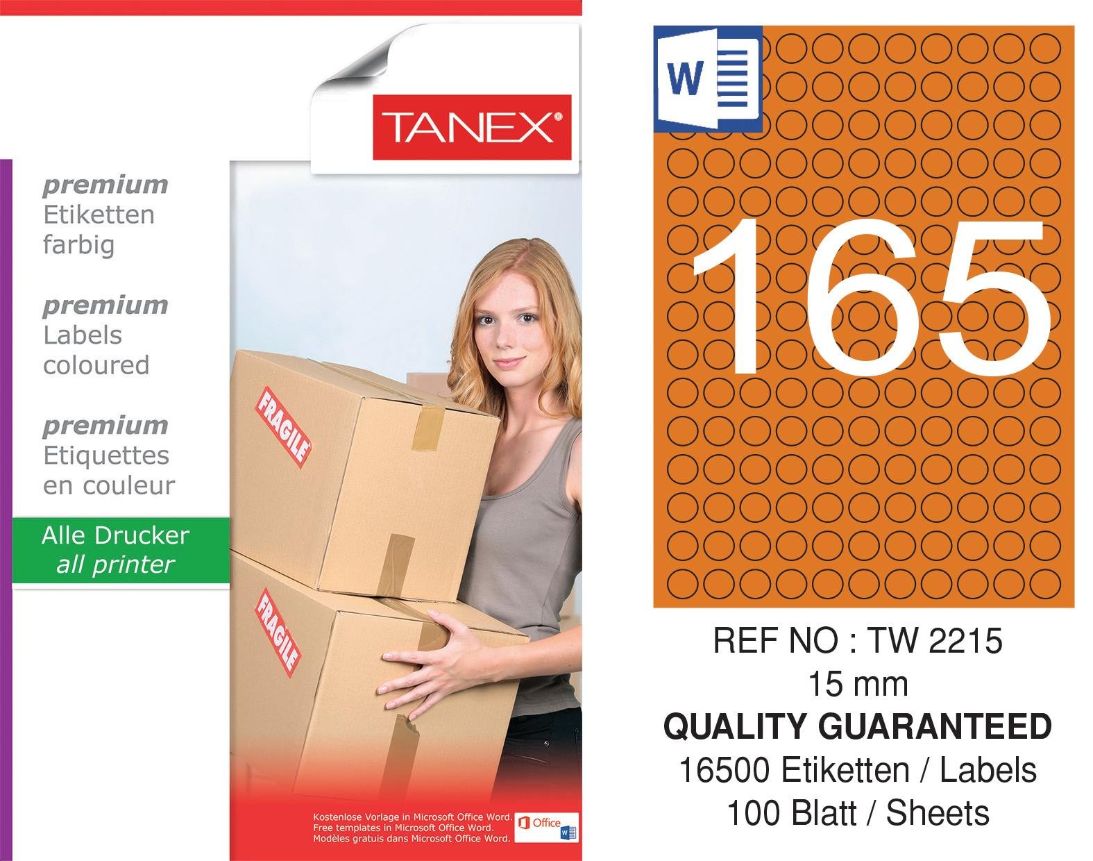 TW-2215 15 mm TURUNCU LASER ETİKET 