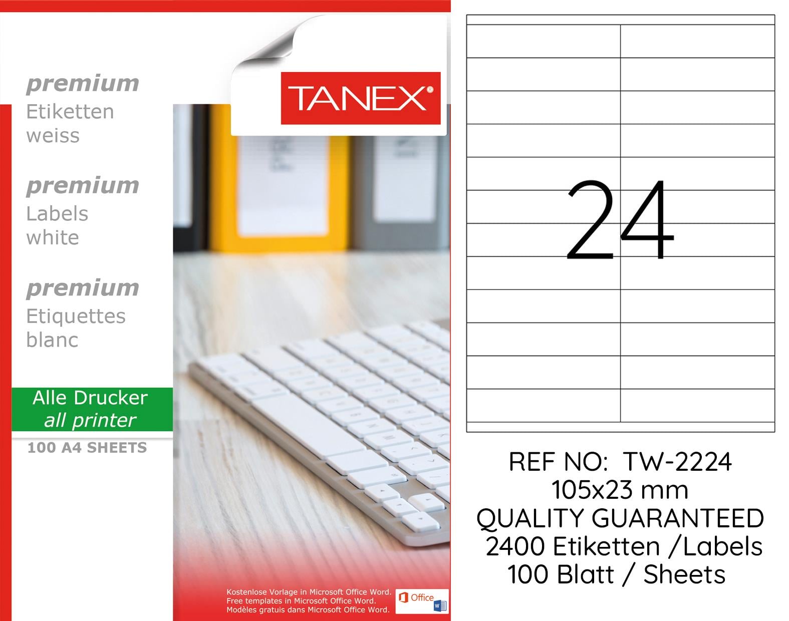 TW-2224 105x23 mm LASER ETİKET .