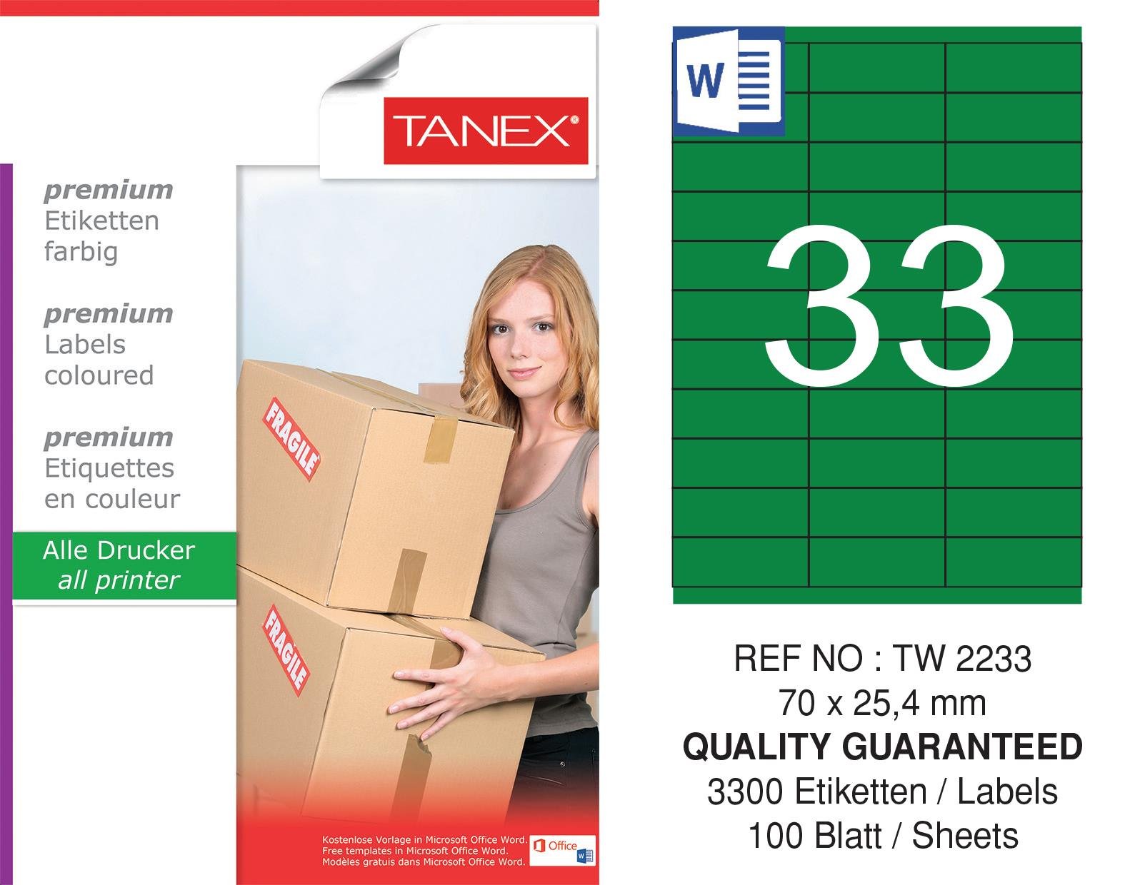 TW-2233 70x25,4 mm YEŞİL LASER ETİKET 