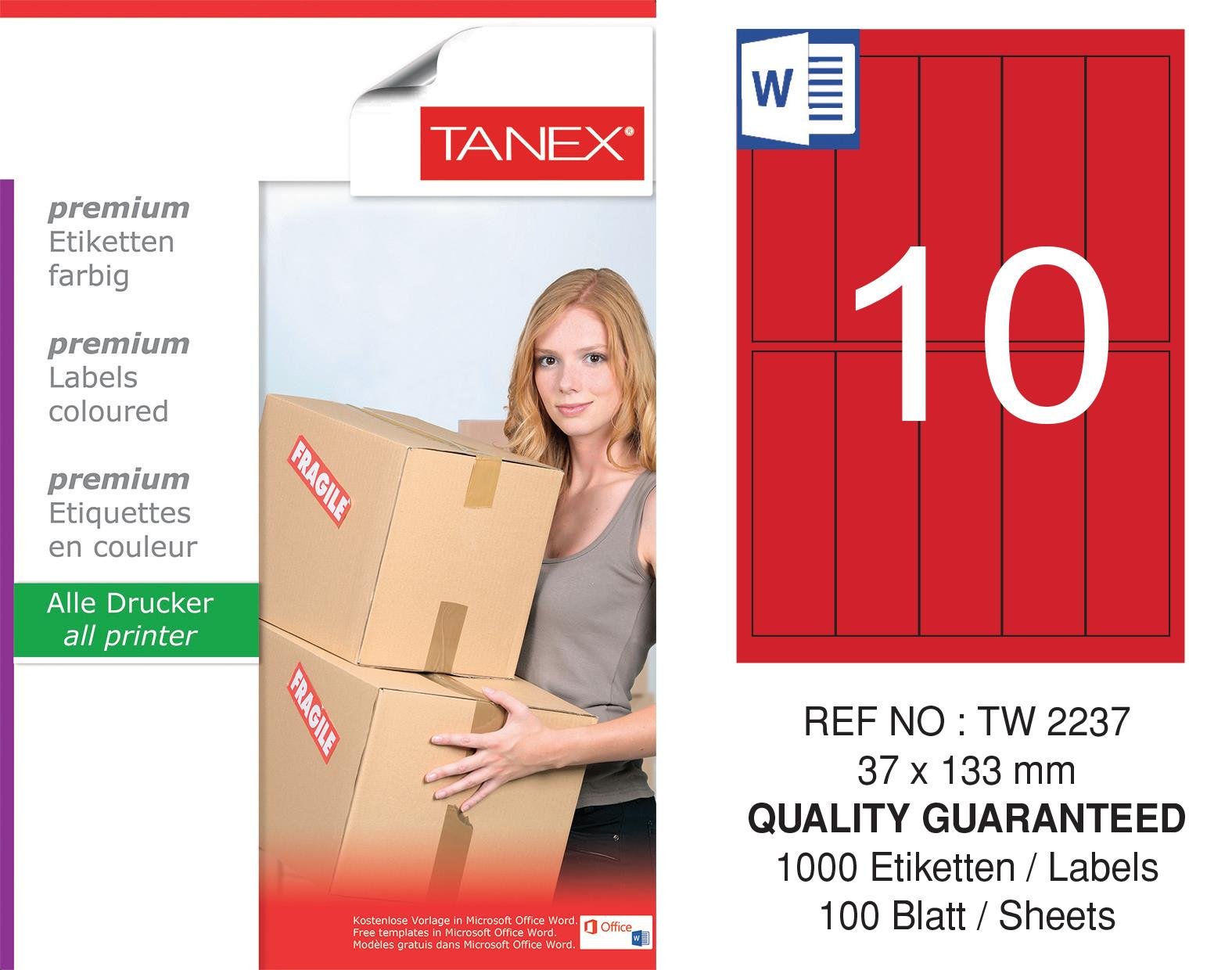 TW-2237 37x133 mm KIRMIZI LASER ETİKET 