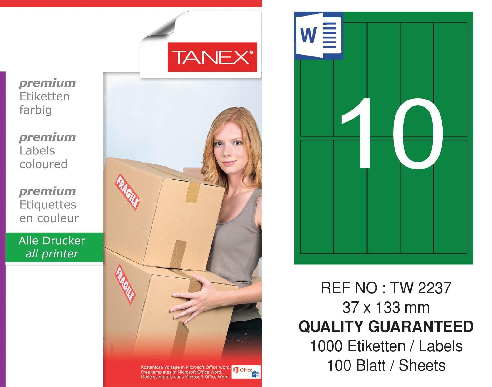 TW-2237 37x133 mm YEŞİL LASER ETİKET 