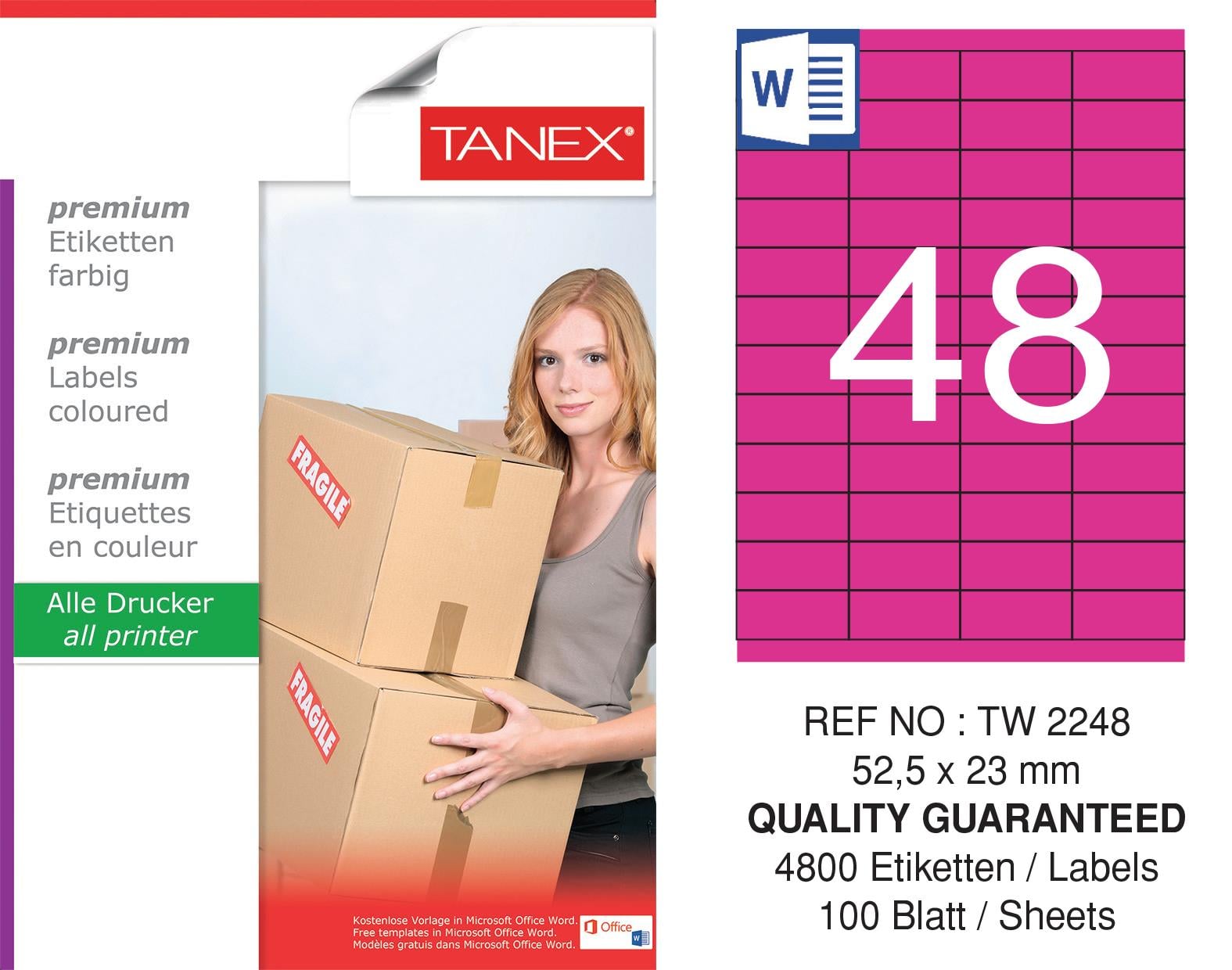TW-2248 52,5x23 mm PEMBE LASER ETİKET 