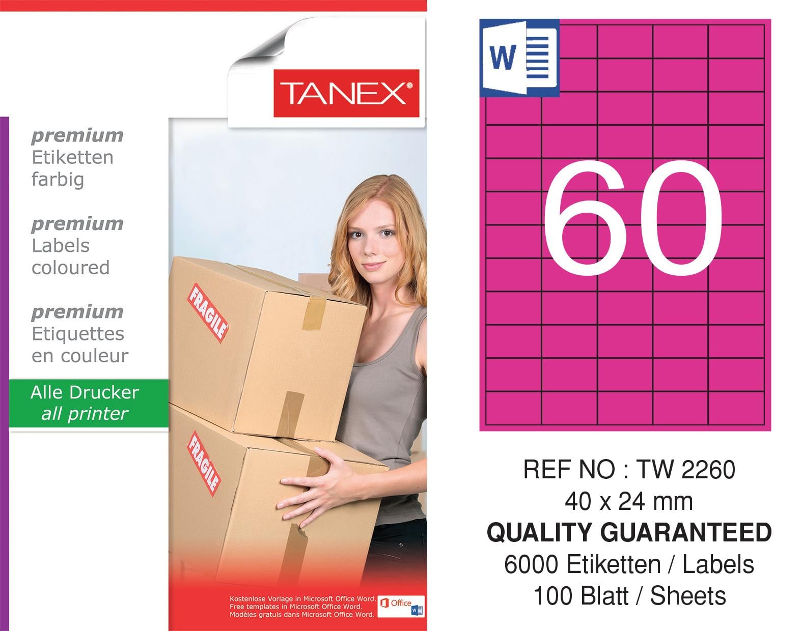 TW-2260 40x24 mm PEMBE LASER ETİKET 