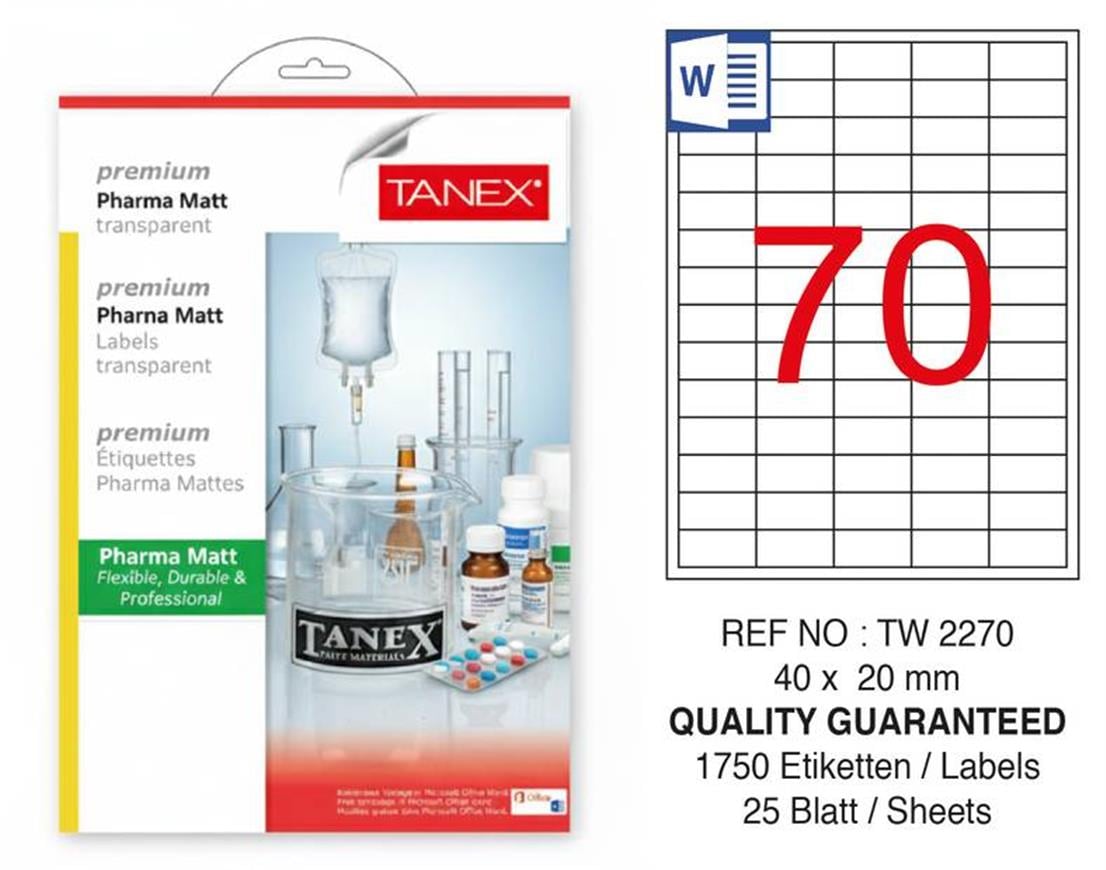 TW-2270 40x20 mm PHARMA MATT LASER ETİKET 