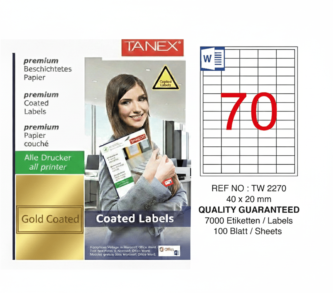 TW-2270 40x20 mm POLY LASER ETİKET 