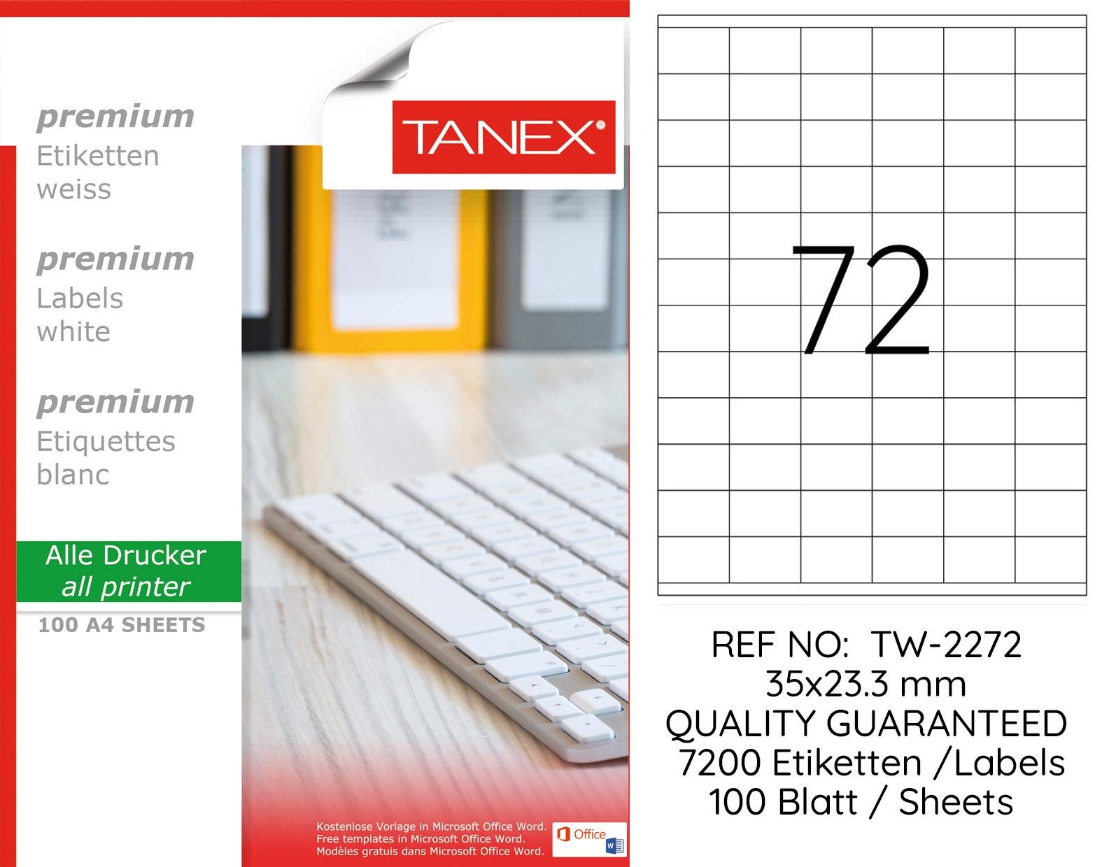TW-2272 35x23,3 mm LASER ETİKET .