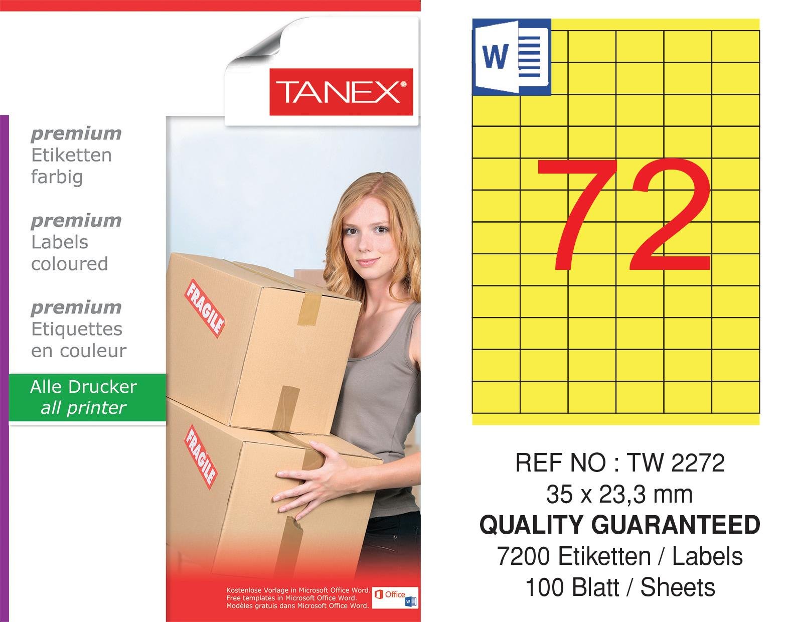 TW-2272 35x23,3 mm SARI LASER ETİKET 