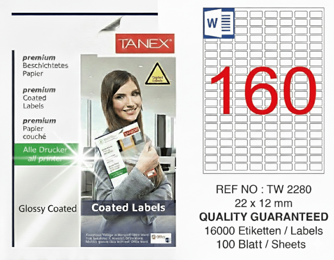 TW-2280 22x12 mm PARLAK LASER ETİKET 