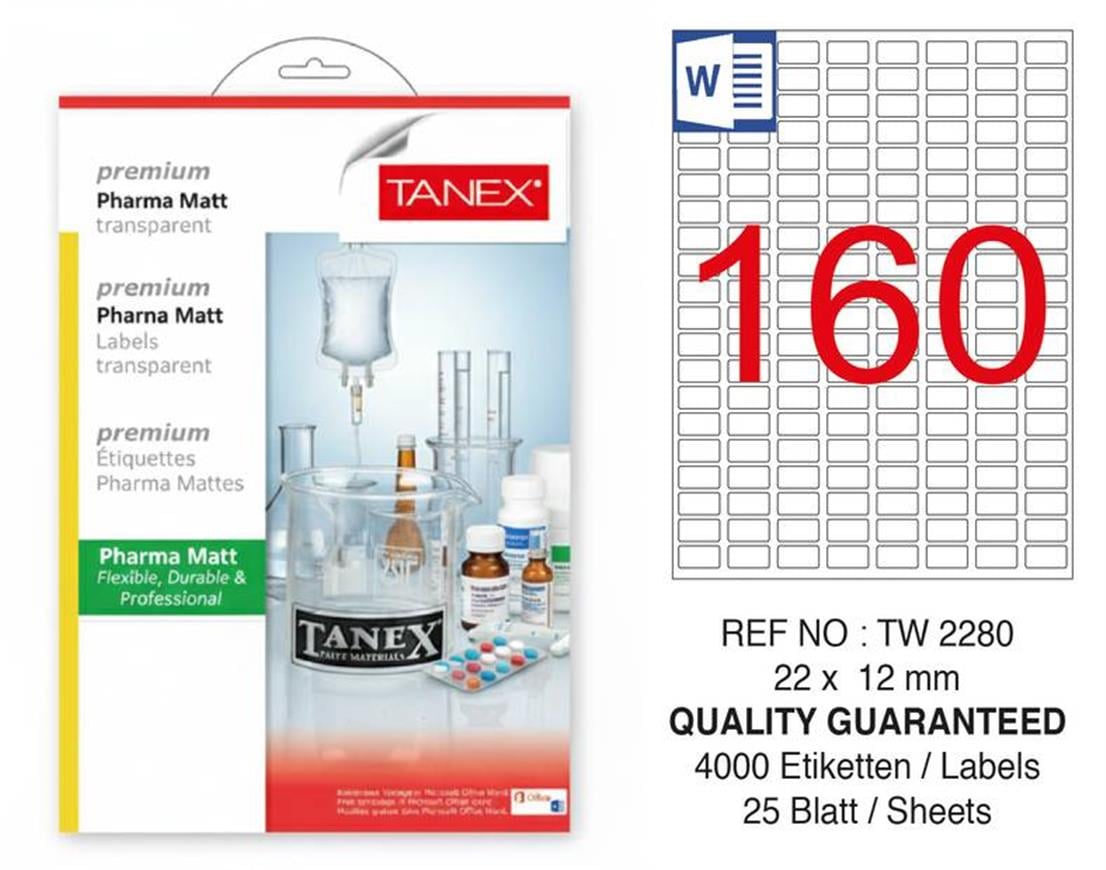 TW-2280 22x12 mm PHARMA MATT LASER ETİKET 