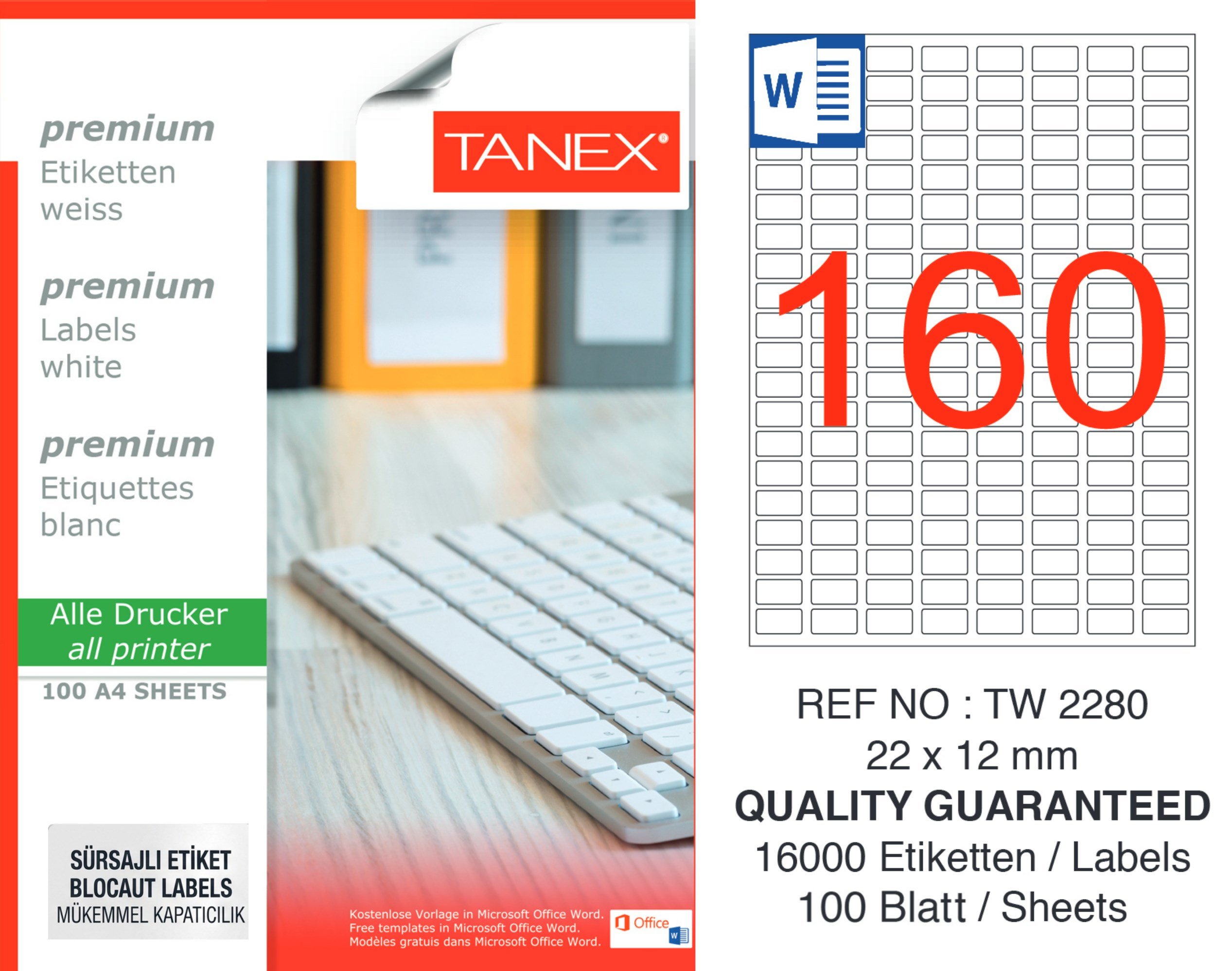 TW-2280 22x12 mm SÜRSAJLI LASER ETİKET 