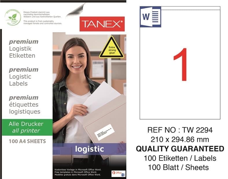 TW-2294 210x294,86 mm LOJİSTİK ETİKET 
