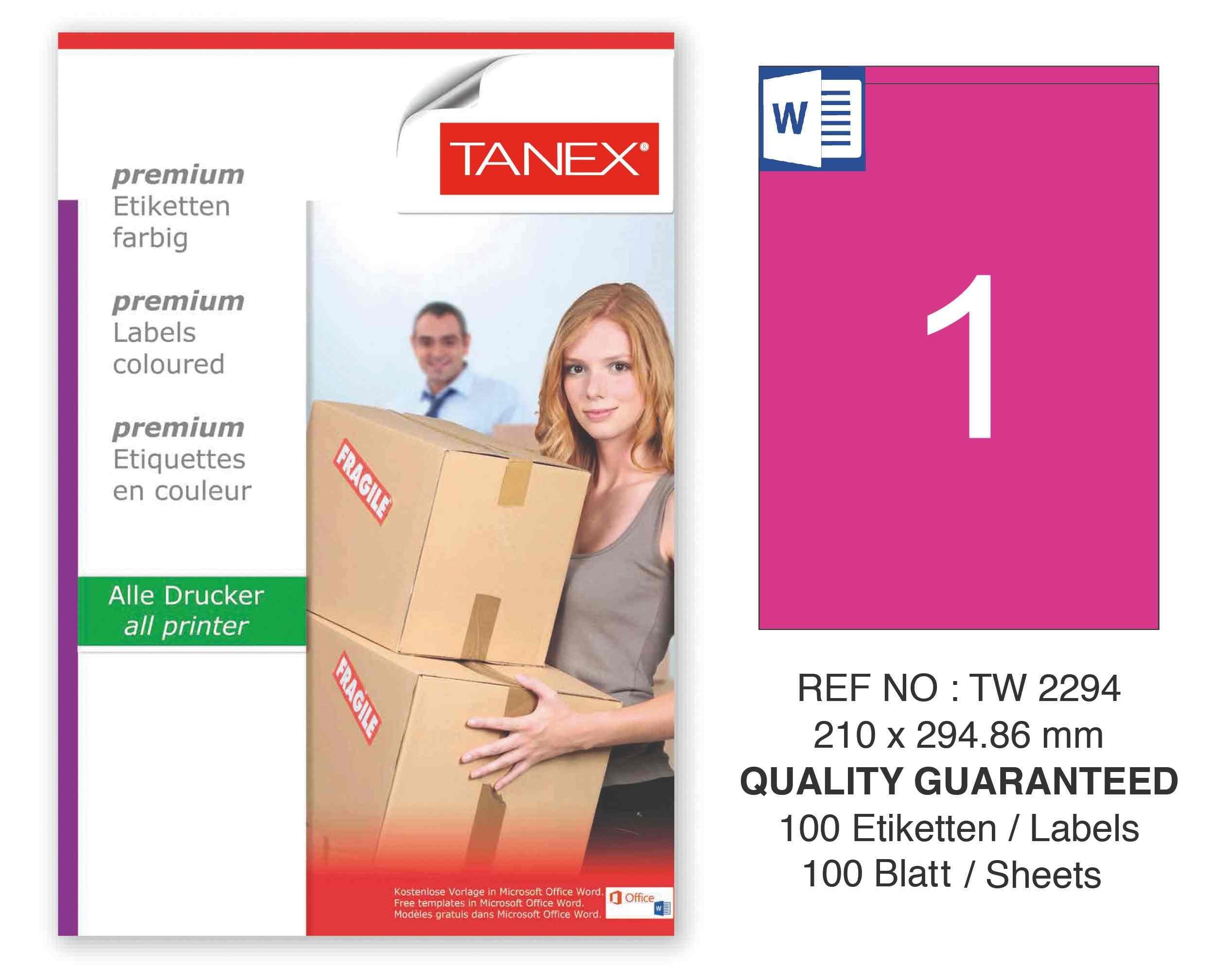 TW-2294 210x294,86 mm PEMBE LASER ETİKET 