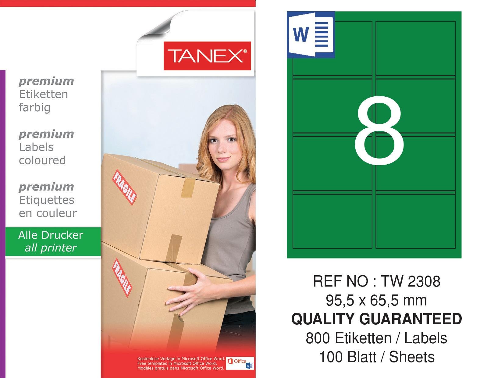 TW-2308 95,5x65,5 mm YEŞİL LASER ETİKET 