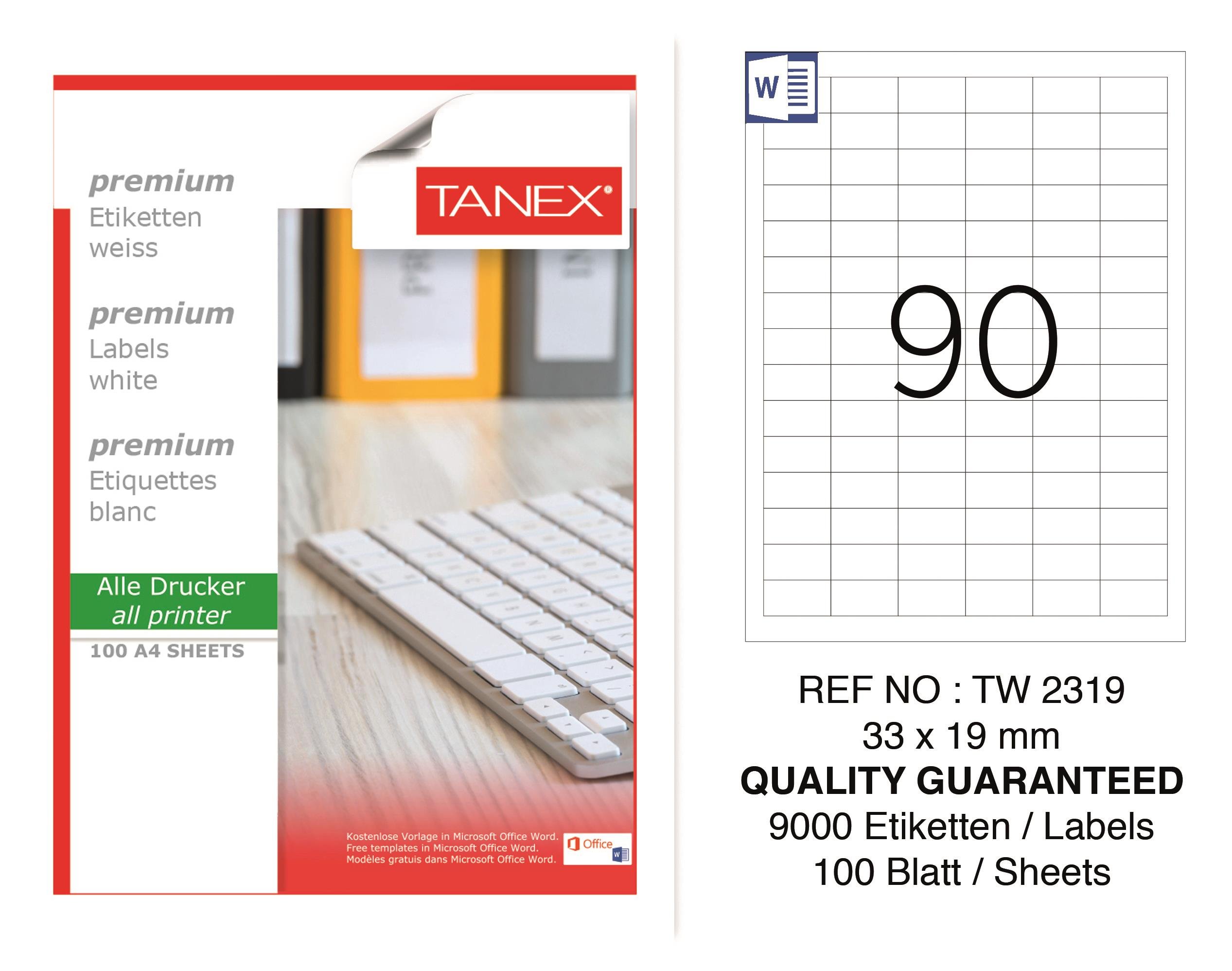 TW-2319  33x19 mm LASER ETİKET .