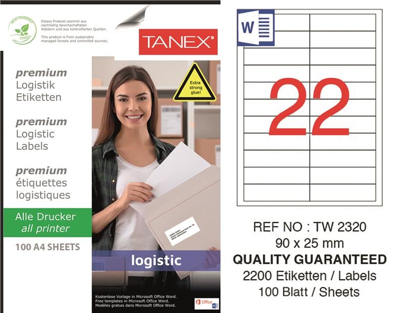 TW-2320 90x25 mm LOJİSTİK ETİKET 