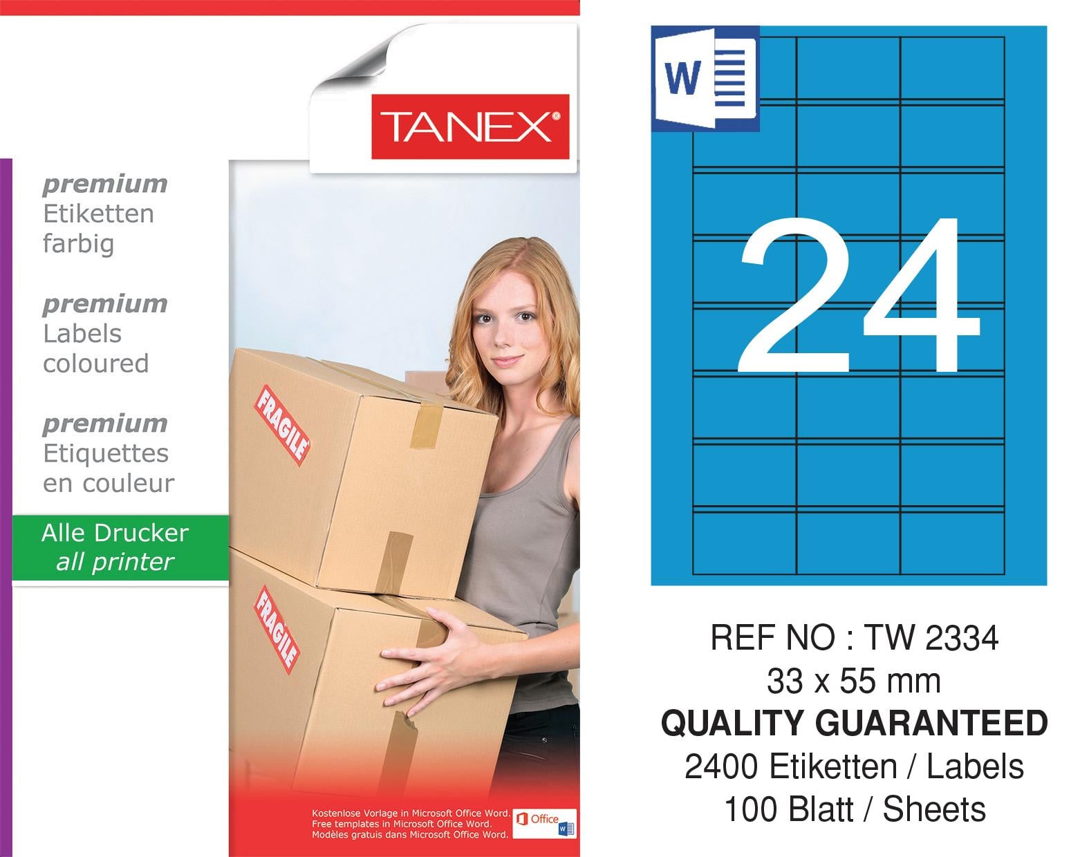 TW-2334 33x55 mm MAVİ LASER ETİKET 