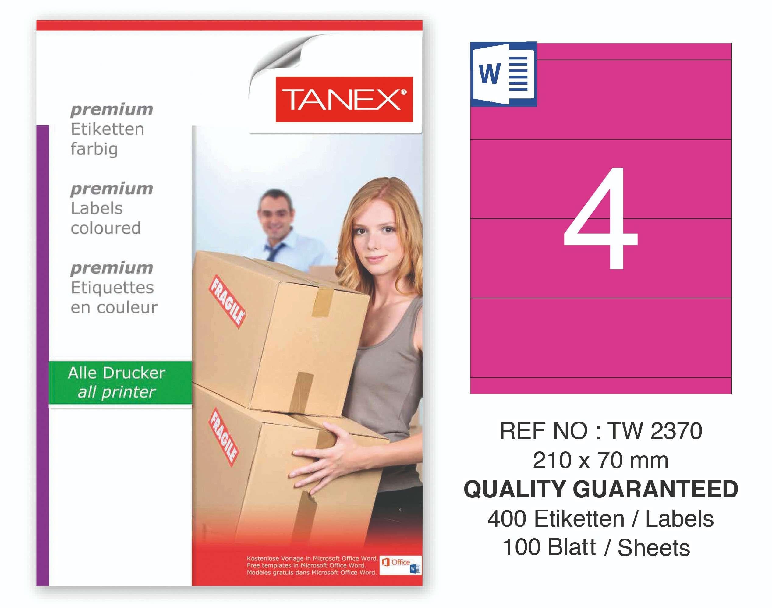 TW-2370 210x70 mm PEMBE LASER ETİKET 
