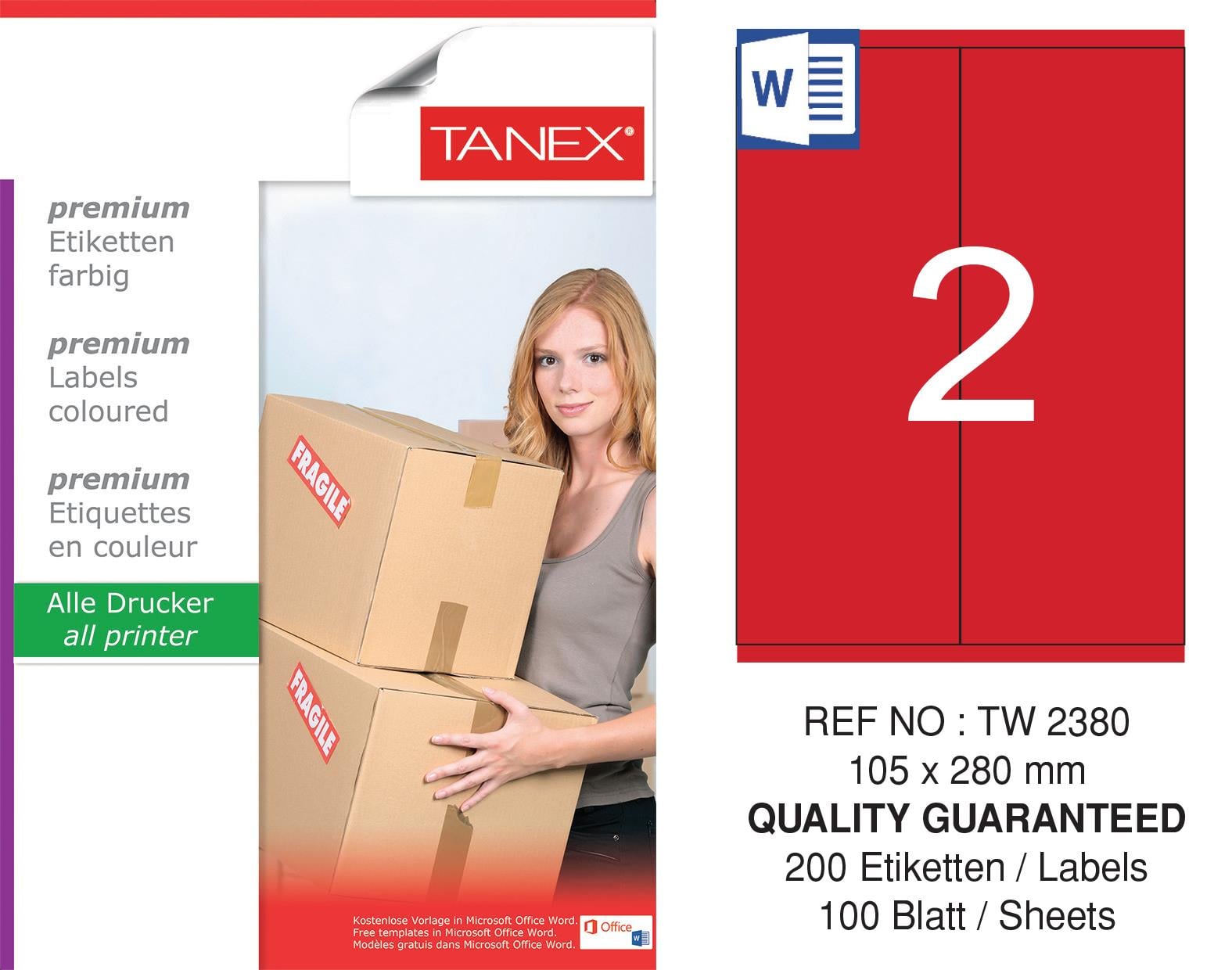 TW-2380 105x280 mm KIRMIZI LASER ETİKET 