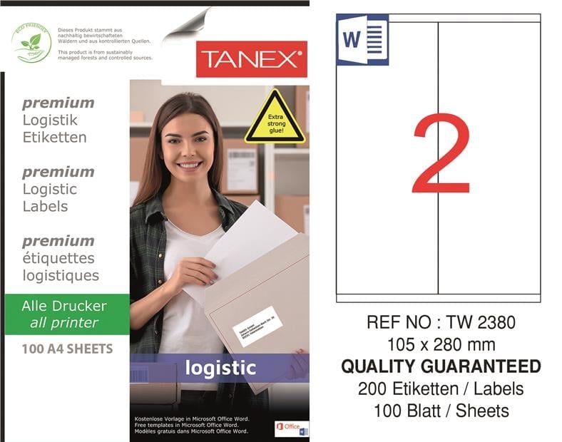 TW-2380 105x280 mm LOJİSTİK ETİKET 