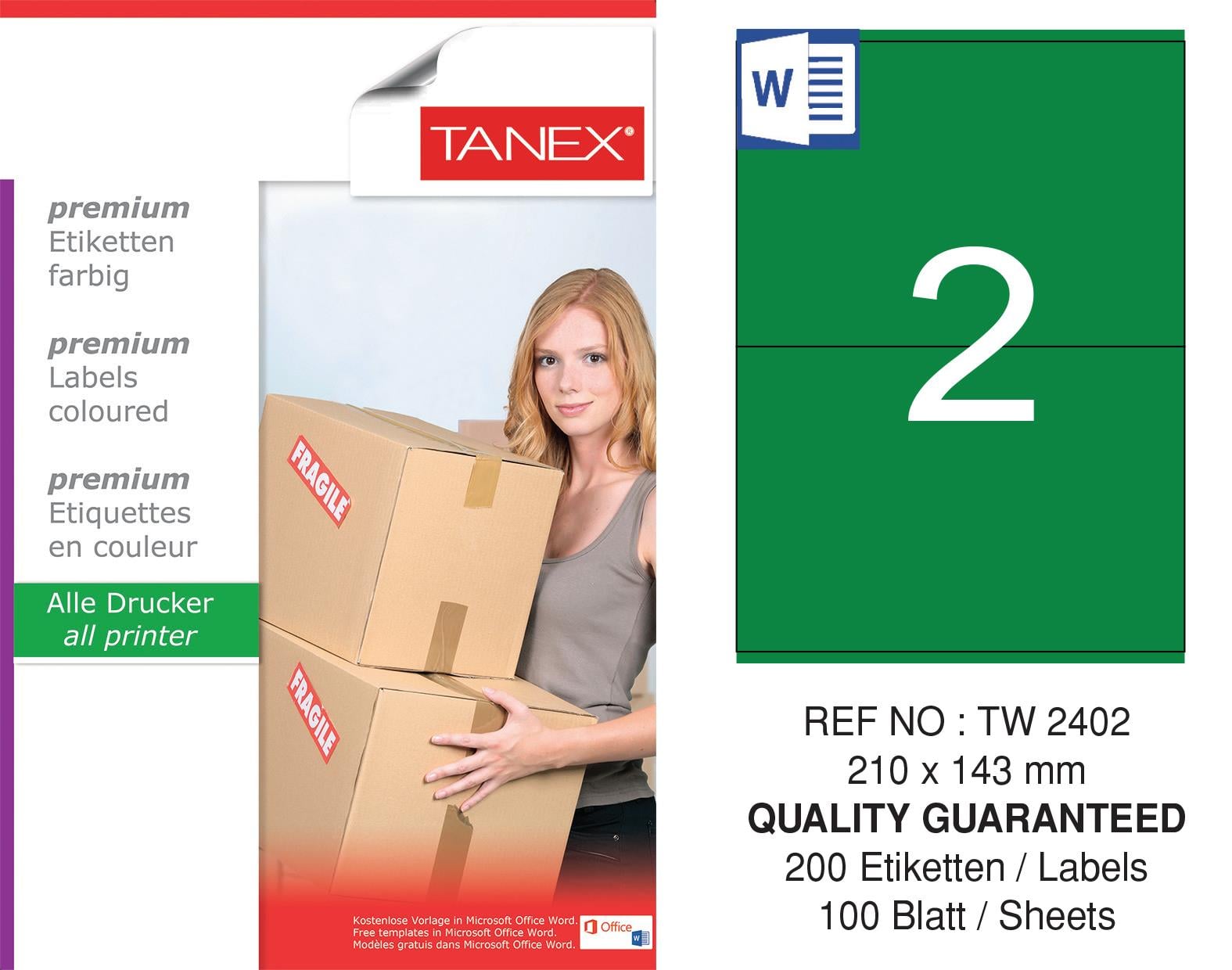 TW-2402 210x143 mm YEŞİL LASER ETİKET 