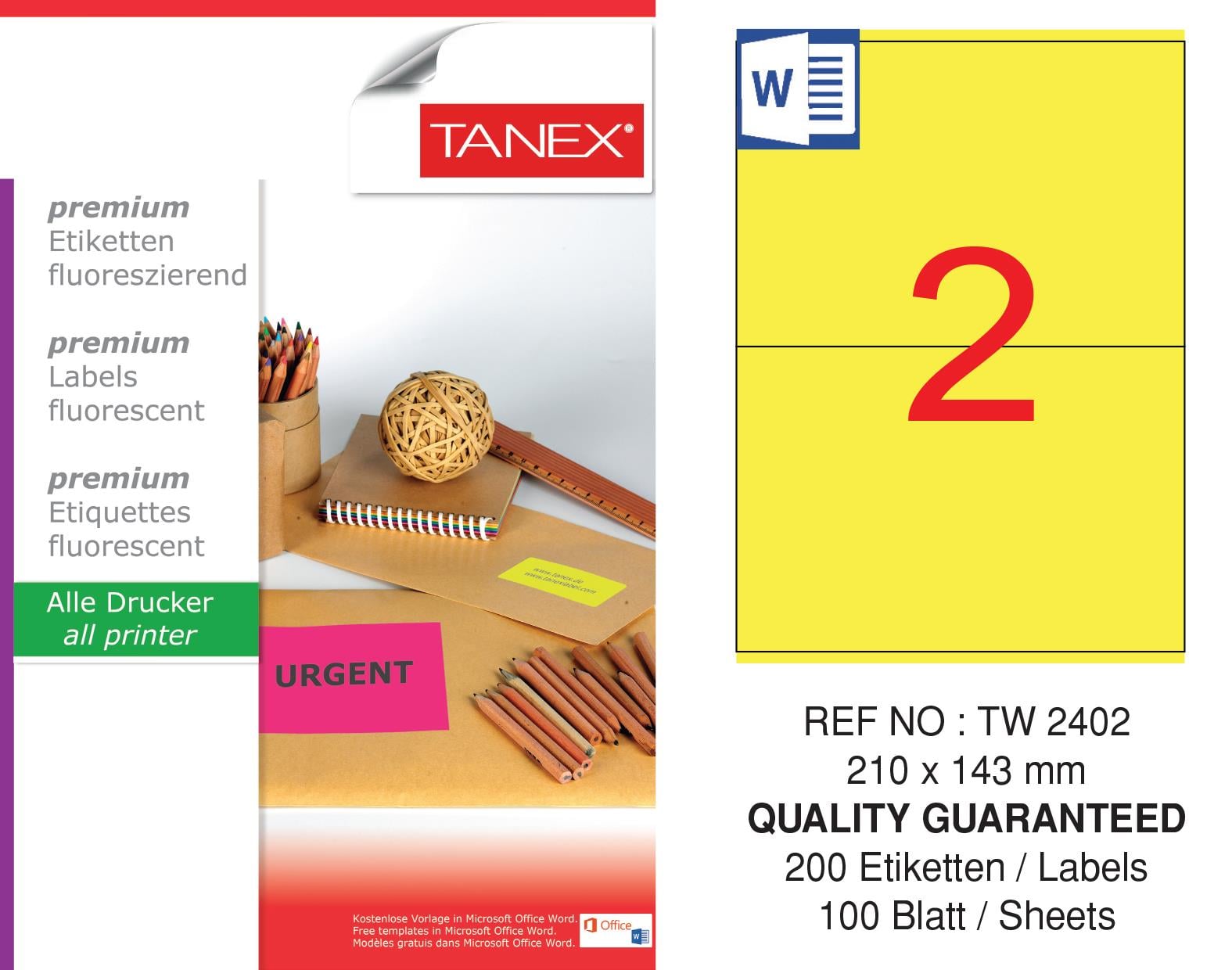 TW-2402 2410x143 mm FLO SARI LASER ETİKET 