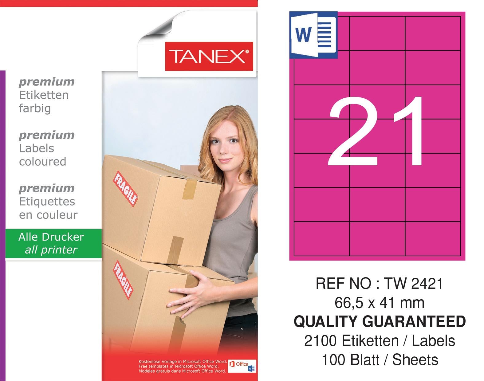 TW-2421 66,55x41 mm PEMBE LASER ETİKET 