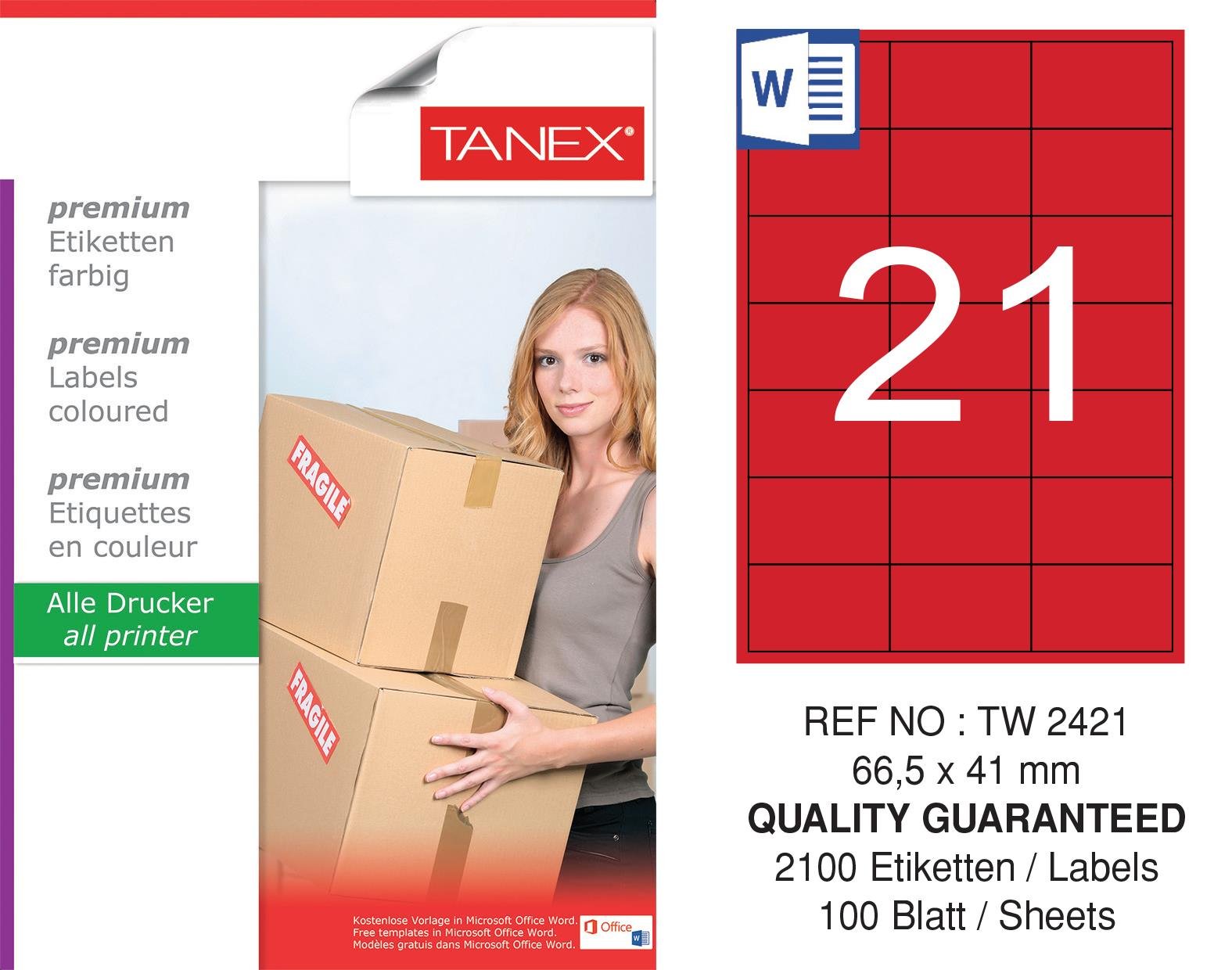 TW-2421 66,5x41 mm KIRMIZI LASER ETİKET 