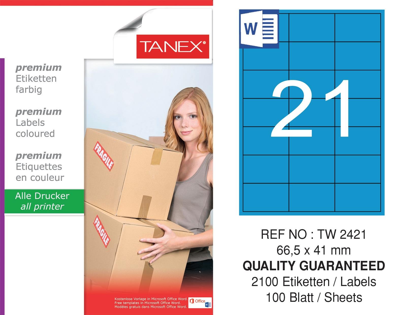 TW-2421 66,5x41 mm MAVİ LASER ETİKET 