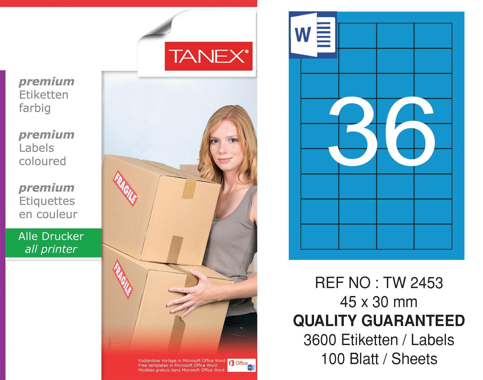TW-2453 45x30 mm MAVİ LASER ETİKET 