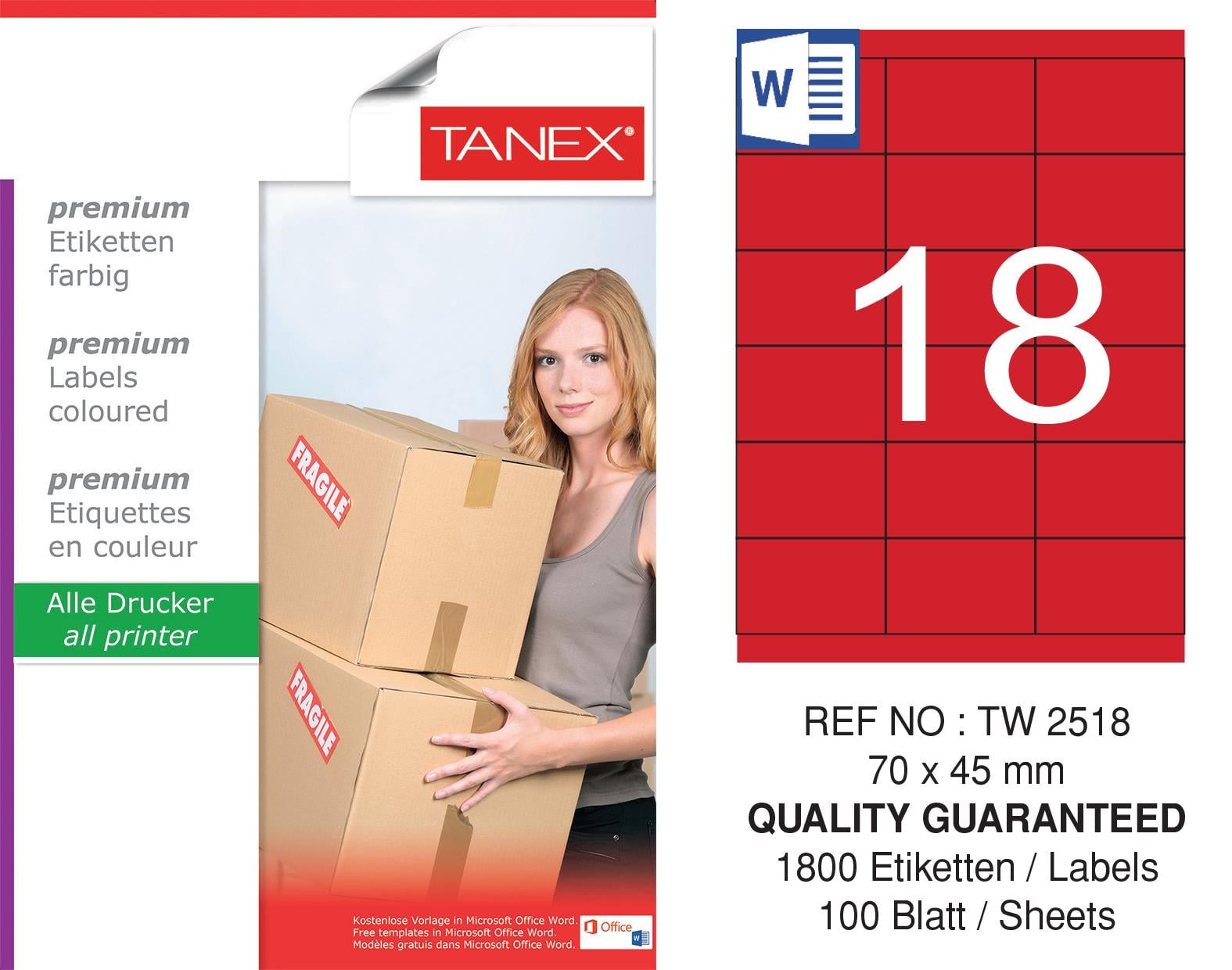 TW-2518 70x45 mm KIRMIZI LASER ETİKET 