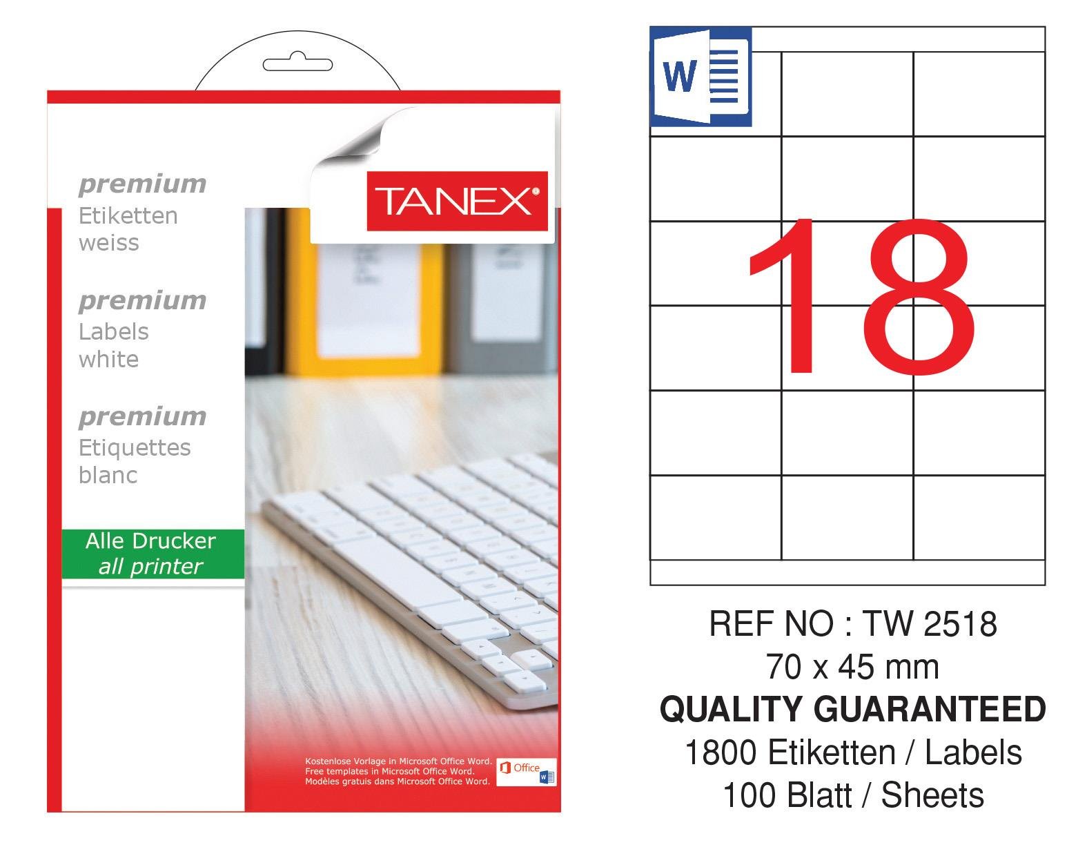 TW-2518 70x45 mm LASER ETİKET .