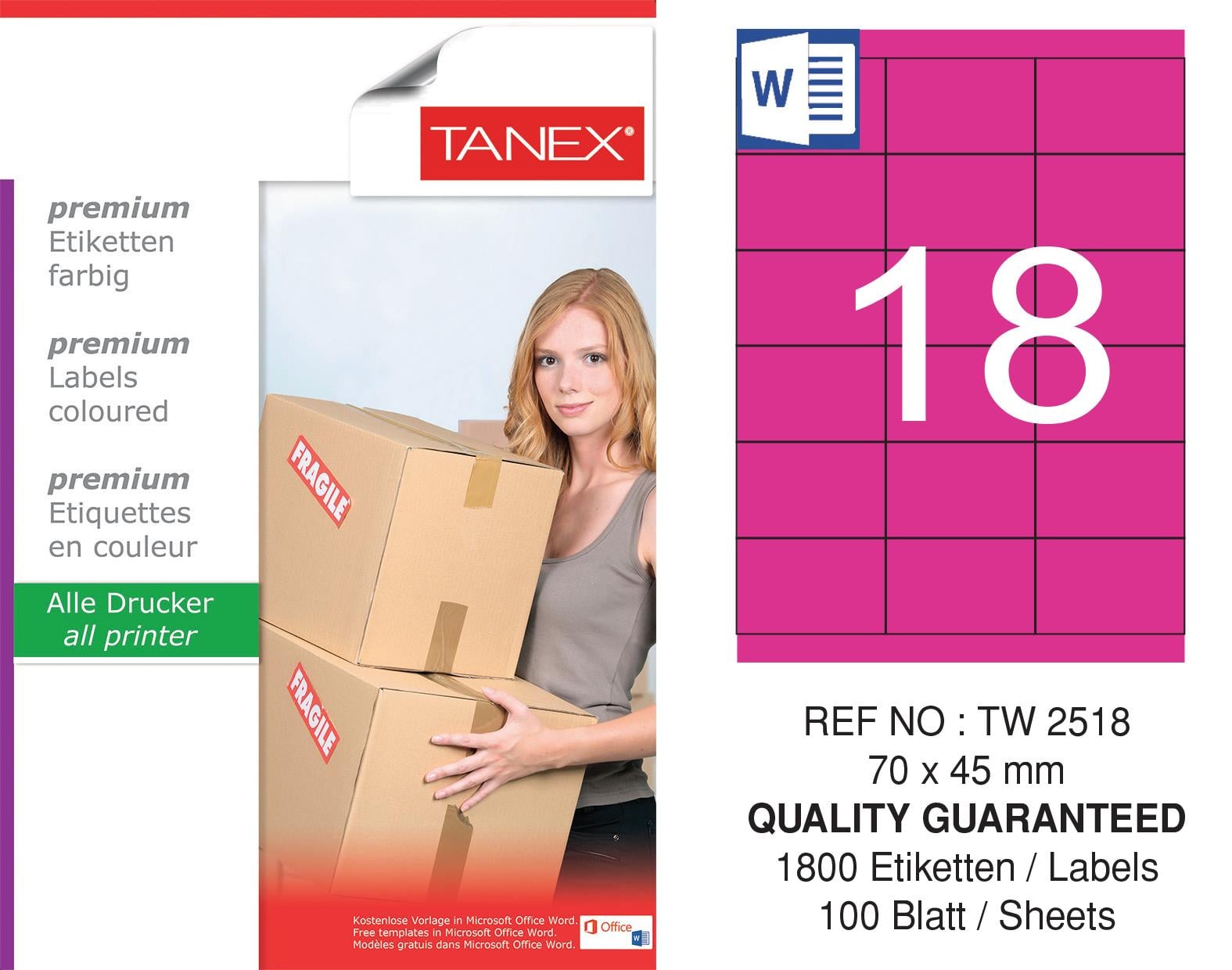 TW-2518 70x45 mm PEMBE LASER ETİKET 