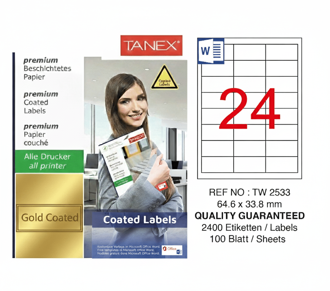 TW-2533 64,6x33,8 mm GOLD LASER ETİKET 
