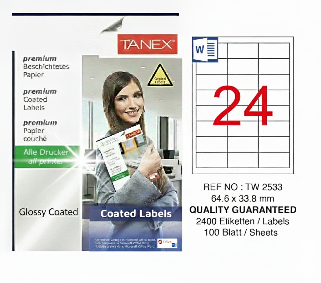 TW-2533 64,6x33,8 mm PARLAK LASER ETİKET 