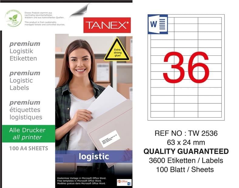 TW-2536 63x24 mm LOJİSTİK ETİKET 