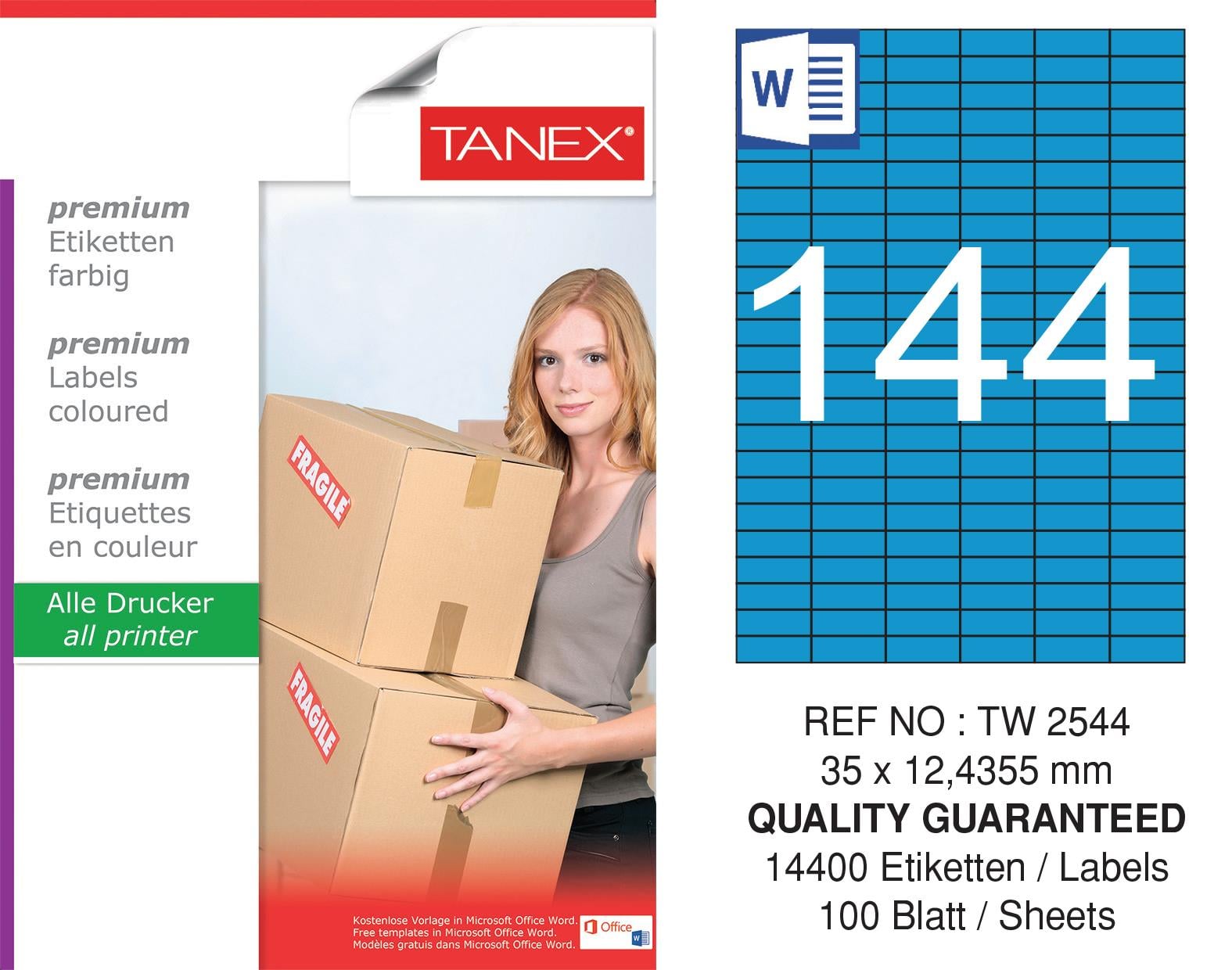 TW-2544 35x12,4355 mm MAVİ LASER ETİKET 