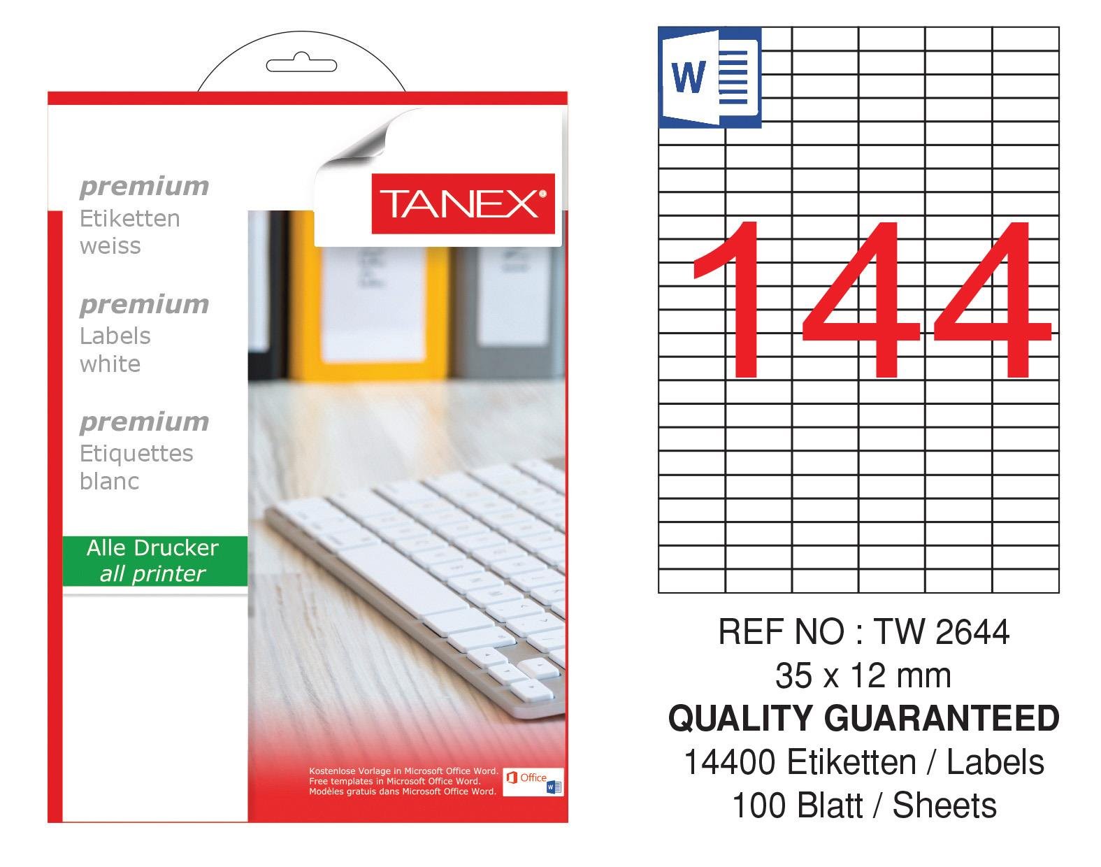 TW-2644 35x12 mm LASER ETİKET .