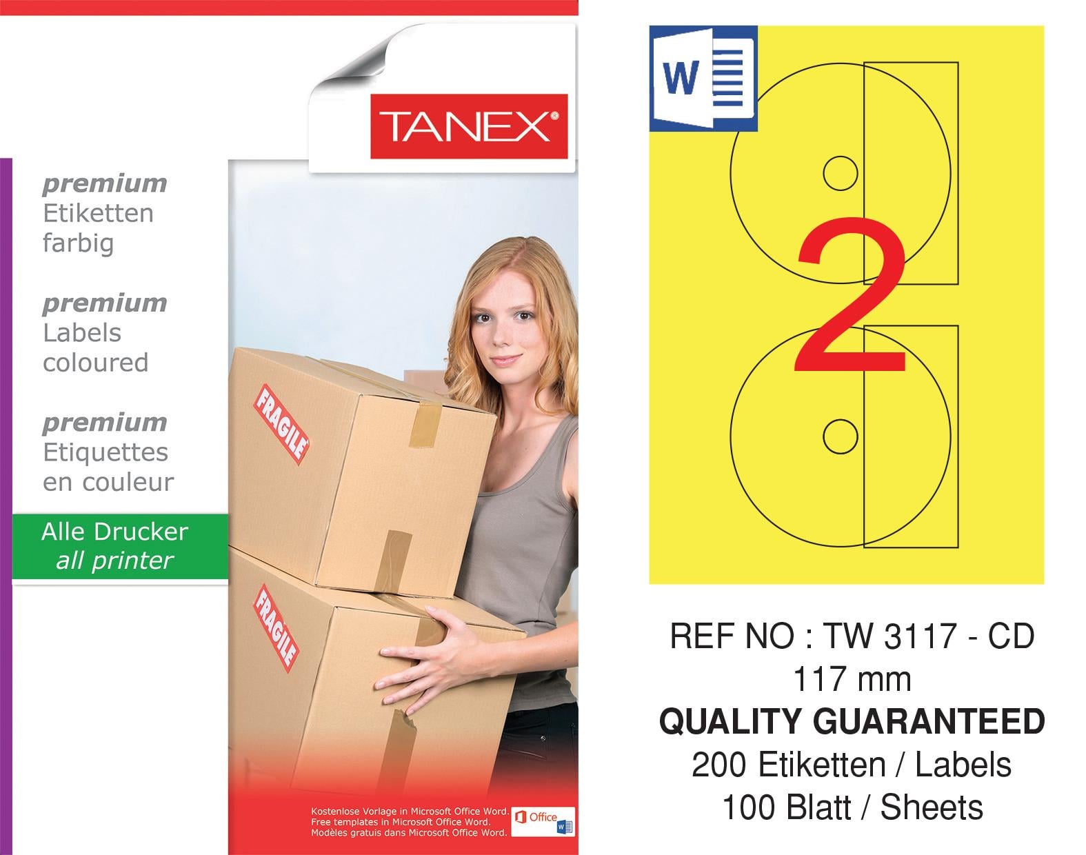 TW-3177 78x54,5 mm SARI LASER ETİKET 