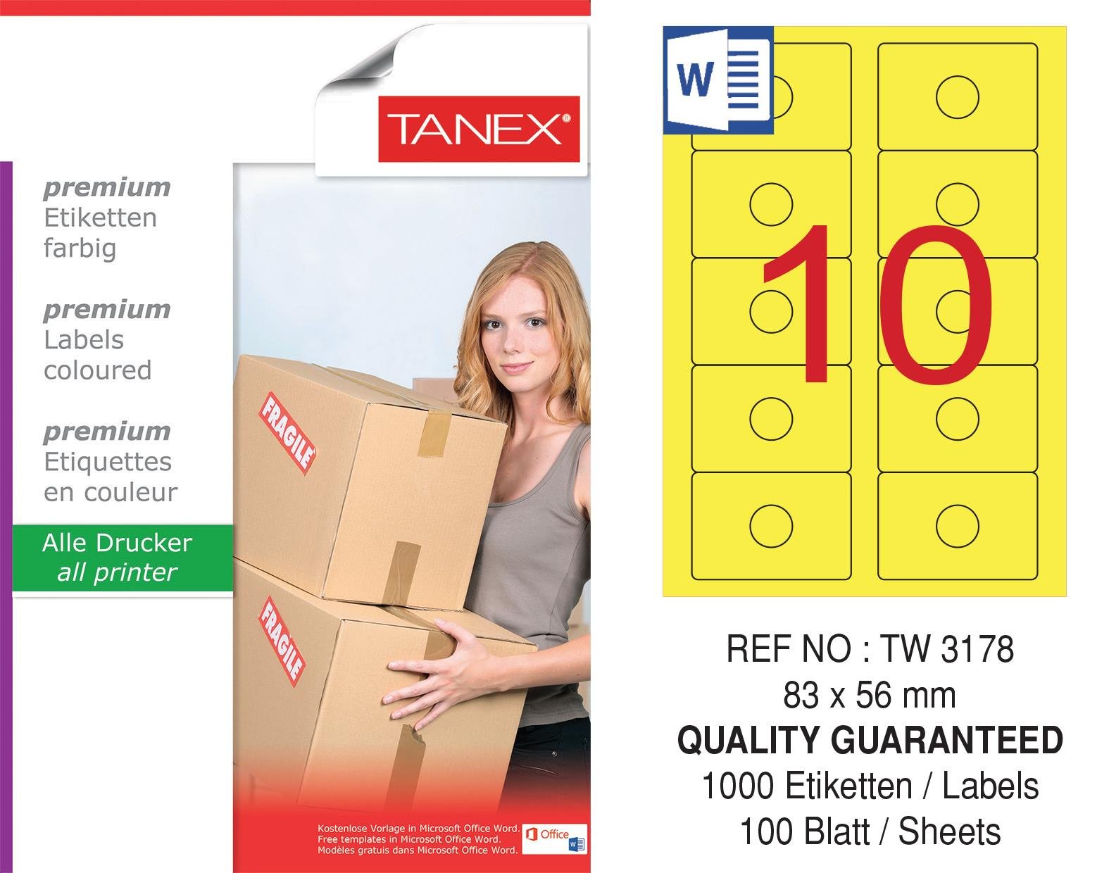 TW-3178 83x56 mm SARI LASER ETİKET 