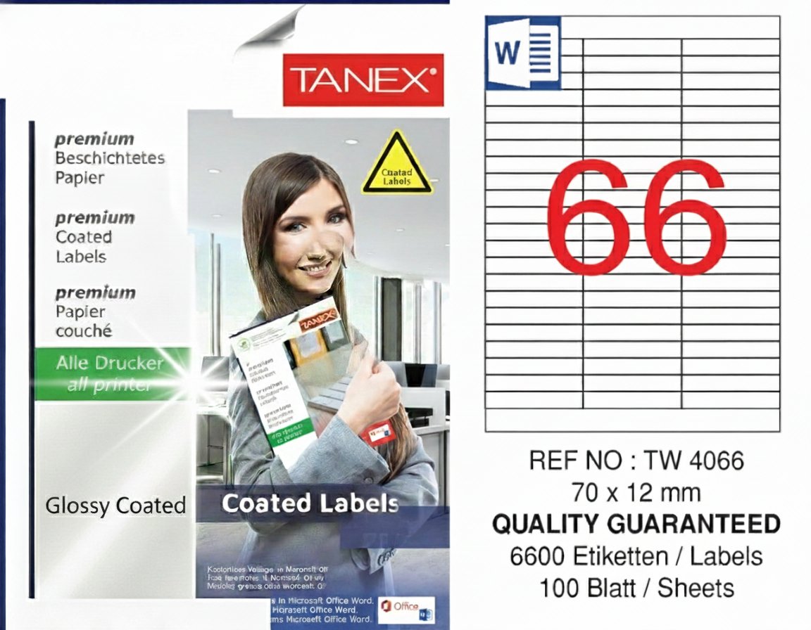 TW-4066 70x12 mm PARLAK LASER ETİKET 