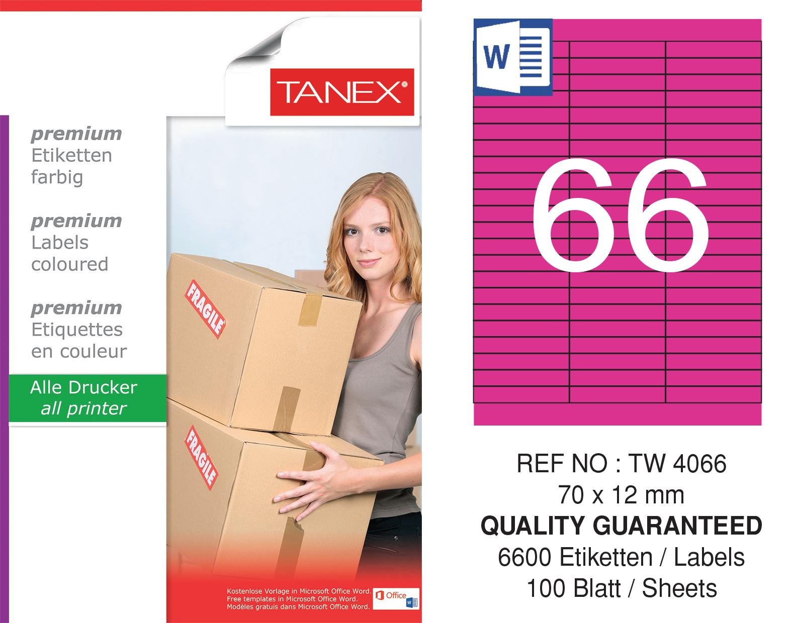 TW-4066 70x12 mm PEMBE LASER ETİKET 