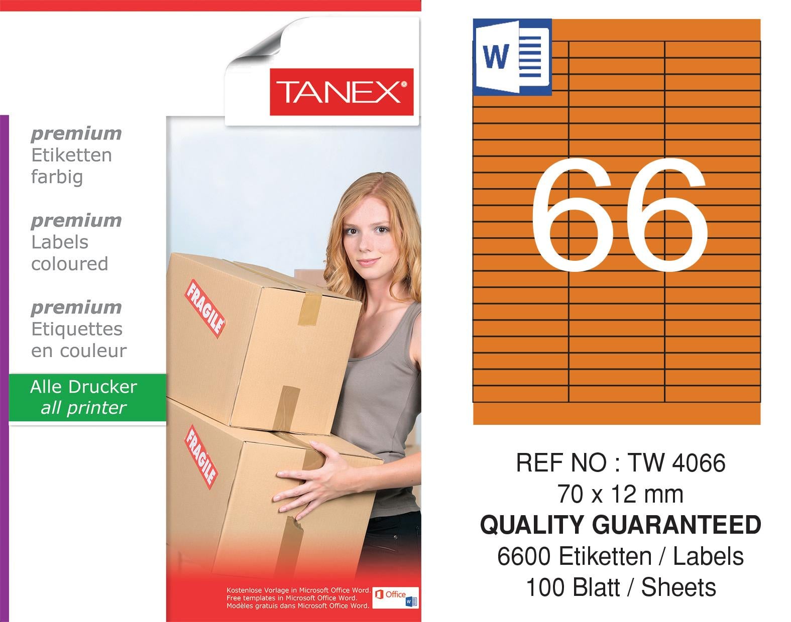 TW-4066 70x12 mm TURUNCU LASER ETİKET 