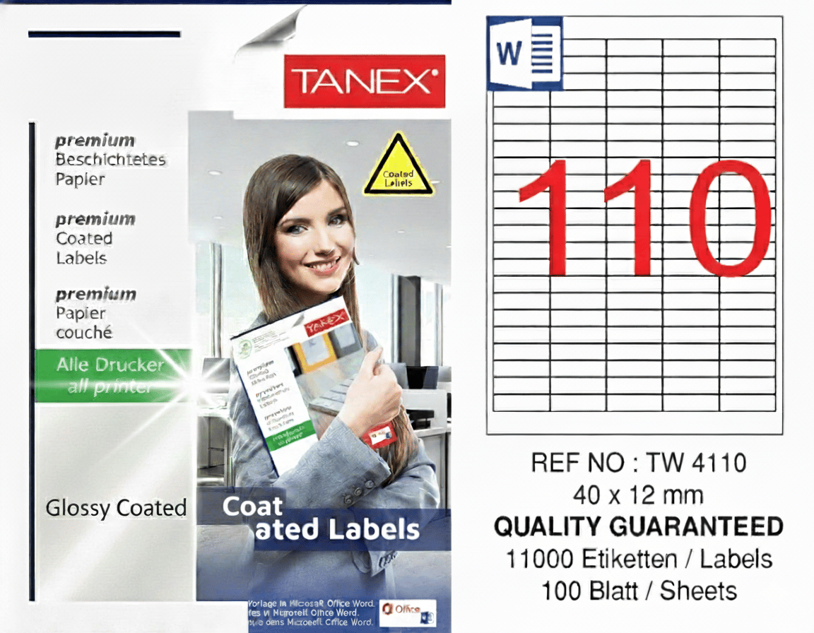TW-4110 40x12 mm PARLAK LASER ETİKET 