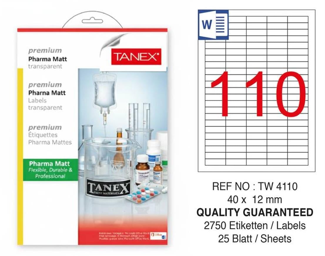 TW-4110 40x12 mm PHARMA MATT LASER ETİKET 