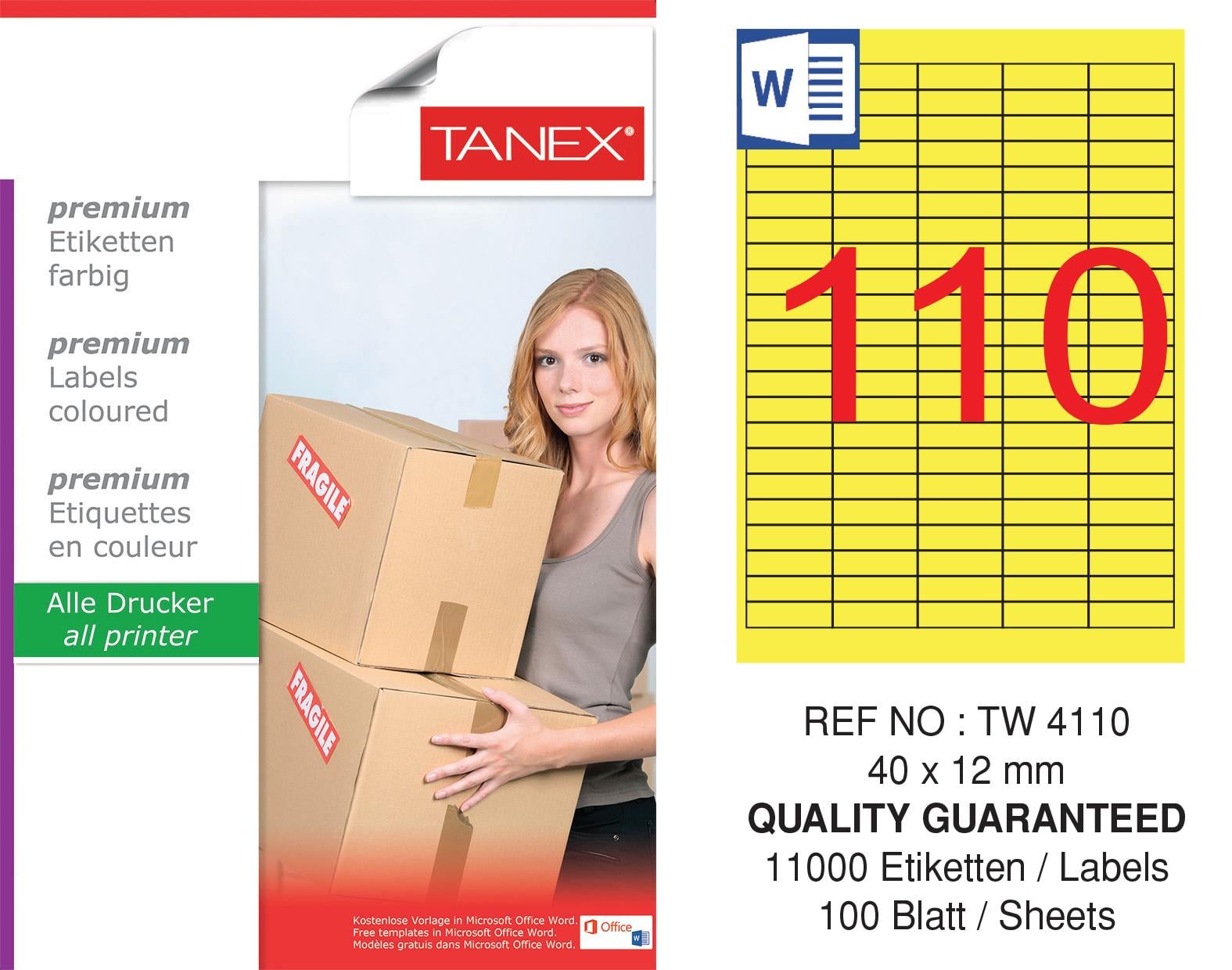 TW-4110 40x12 mm SARI LASER ETİKET 