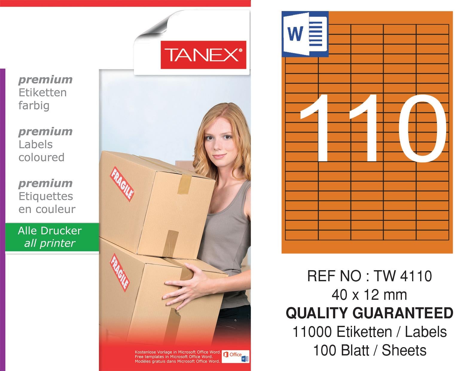TW-4110 40x12 mm TURUNCU LASER ETİKET 