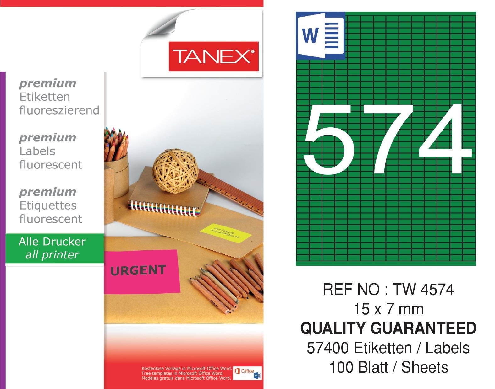 TW-4574 15x7 mm FLO YEŞİL LASER ETİKET 