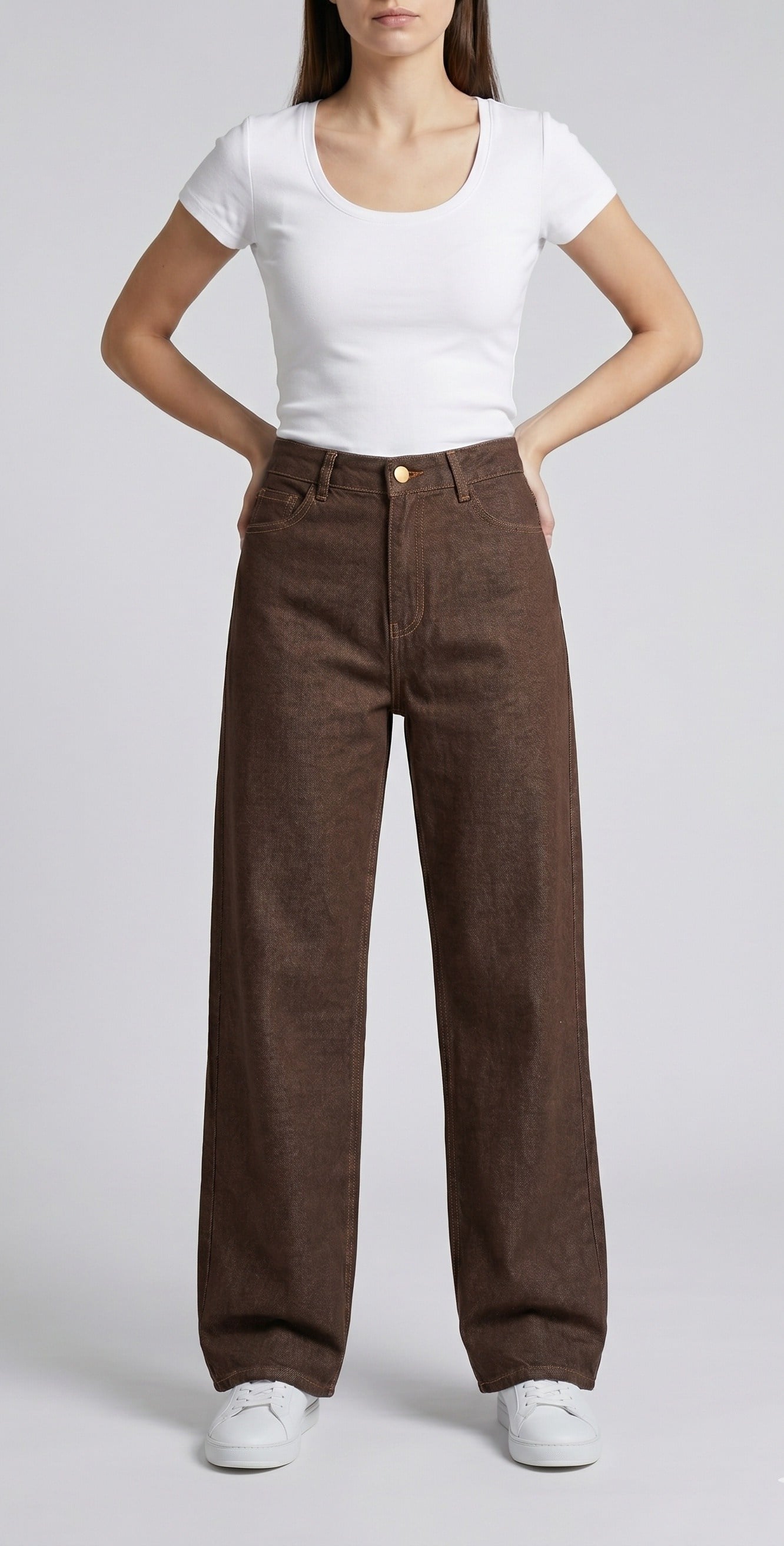 OLIVE-0275-1 JEAN PANTOLON KAHVE