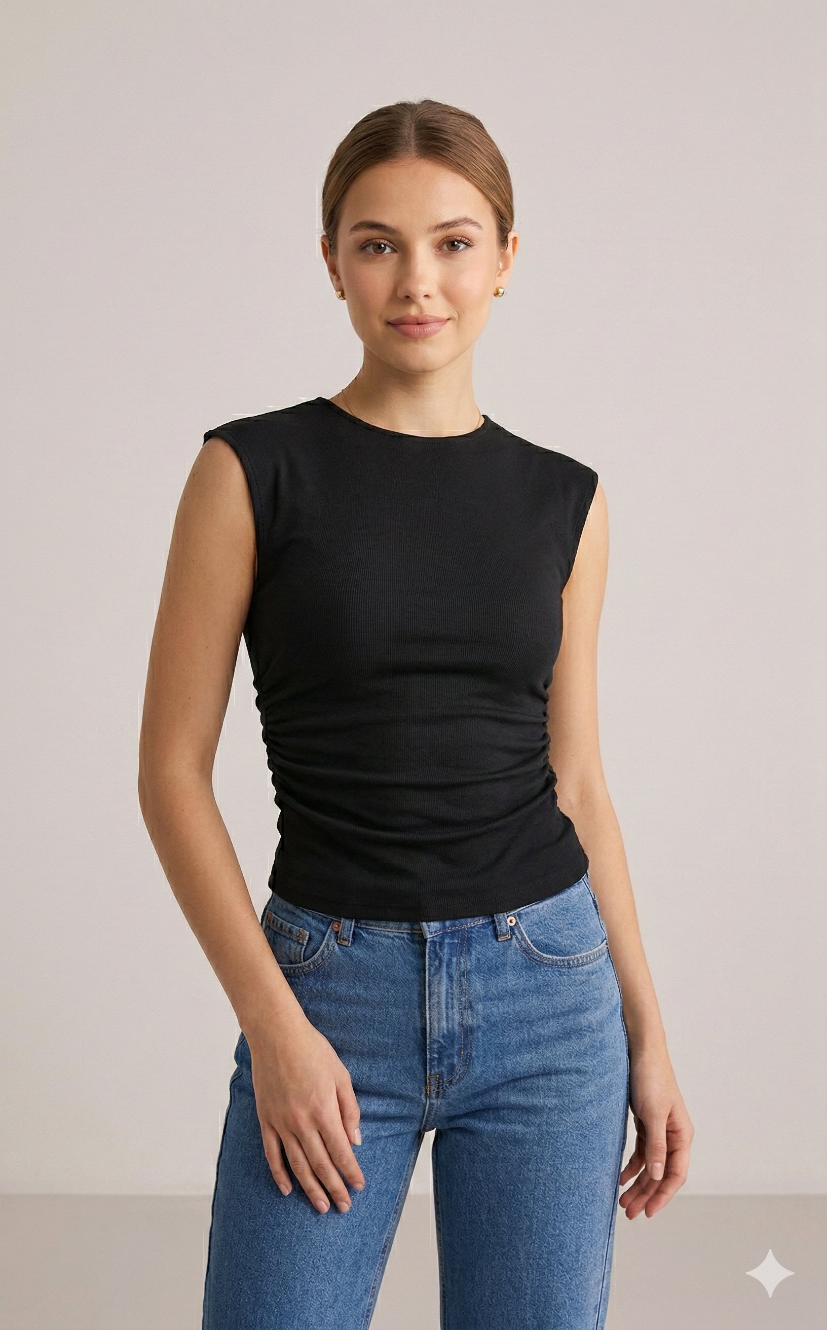 OLIVE-21054 BZG BASIC TSHIRT SİYAH